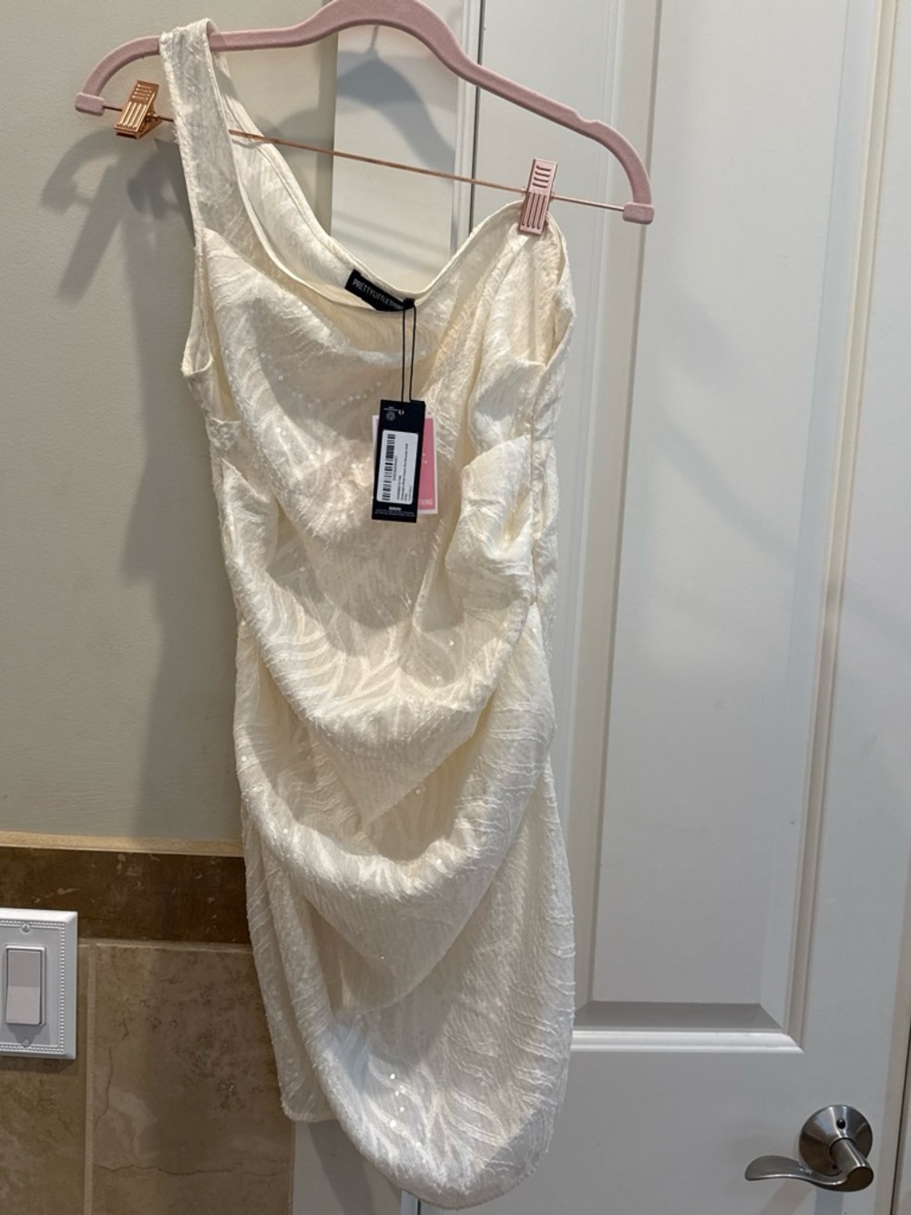 White Drape Sheath Dress -
